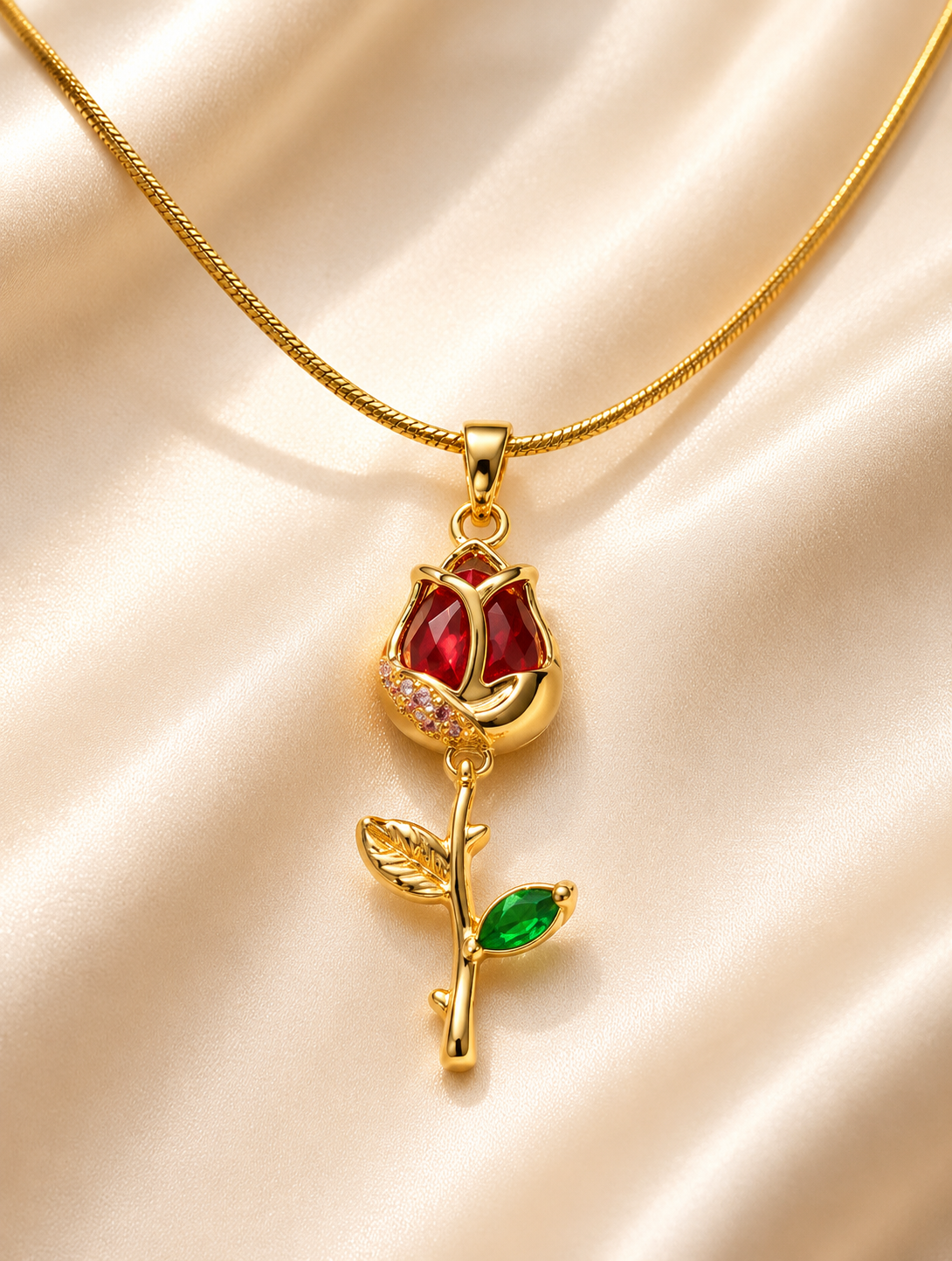 Collar Clavel Rojo Oro - Joyería Premium